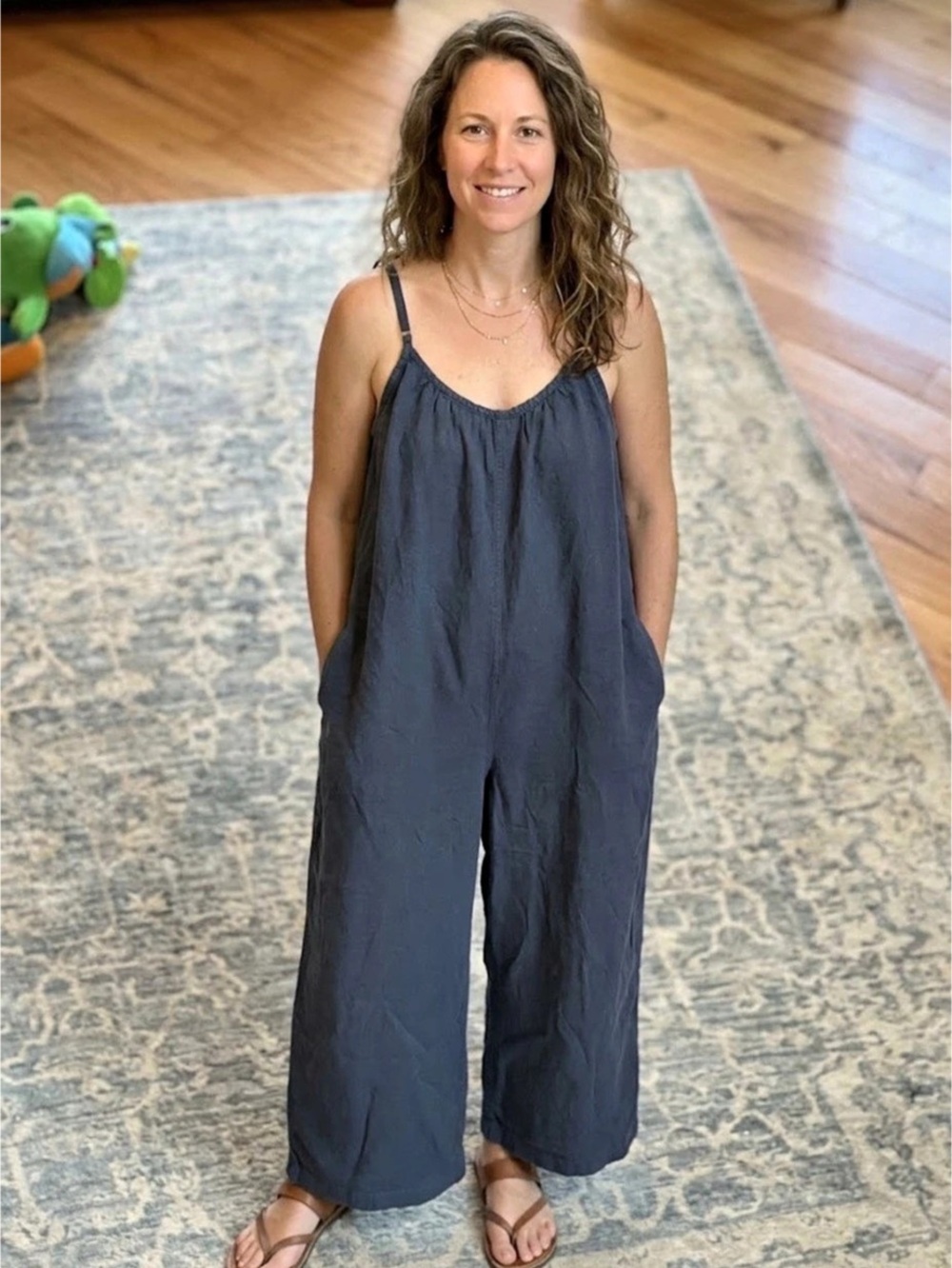 Toad & ComWide Leg Jumpsuit in Blue Like New tencil XL bohemian pockets